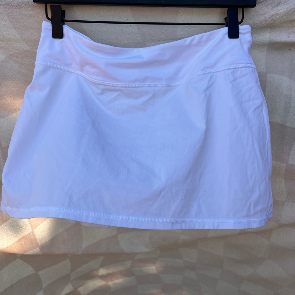Lululemon Run Pace Setter Skirt White 6 Tall Mini Lined Shorts Stretch Ruffles